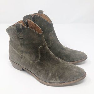 Madewell I 1937 Suede Bootie Olive Green/ Grey